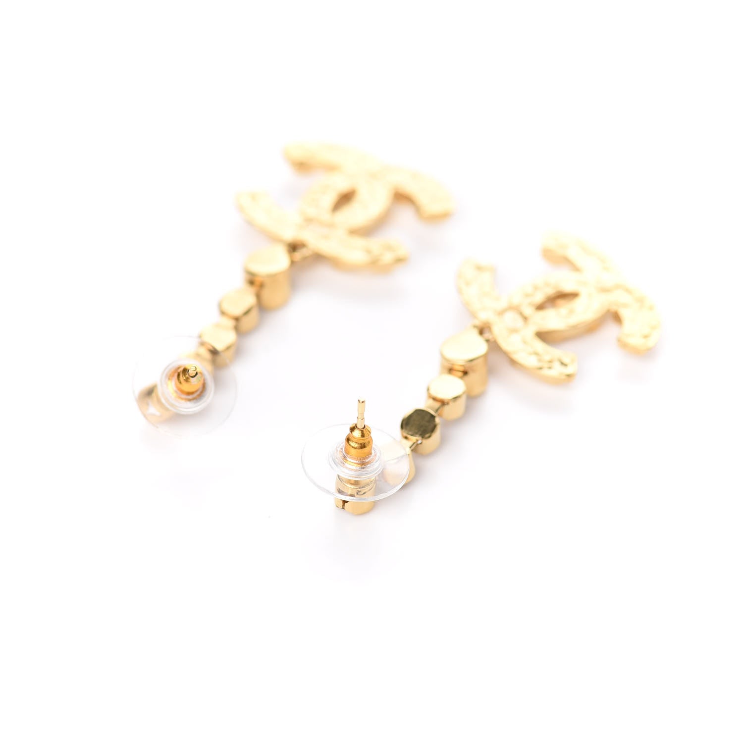 Chanel CC Crystal Drop Earrings Gold 3 of 7