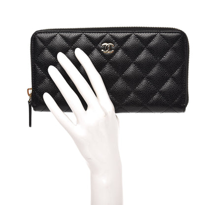 Chanel Caviar Quilted Large Gusset Zip Around Wallet Black 2 of 8