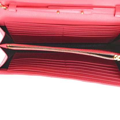 Saint Laurent Grain De Poudre Matelasse Chevron Monogram Chain Wallet Rose Clair 5 of 12
