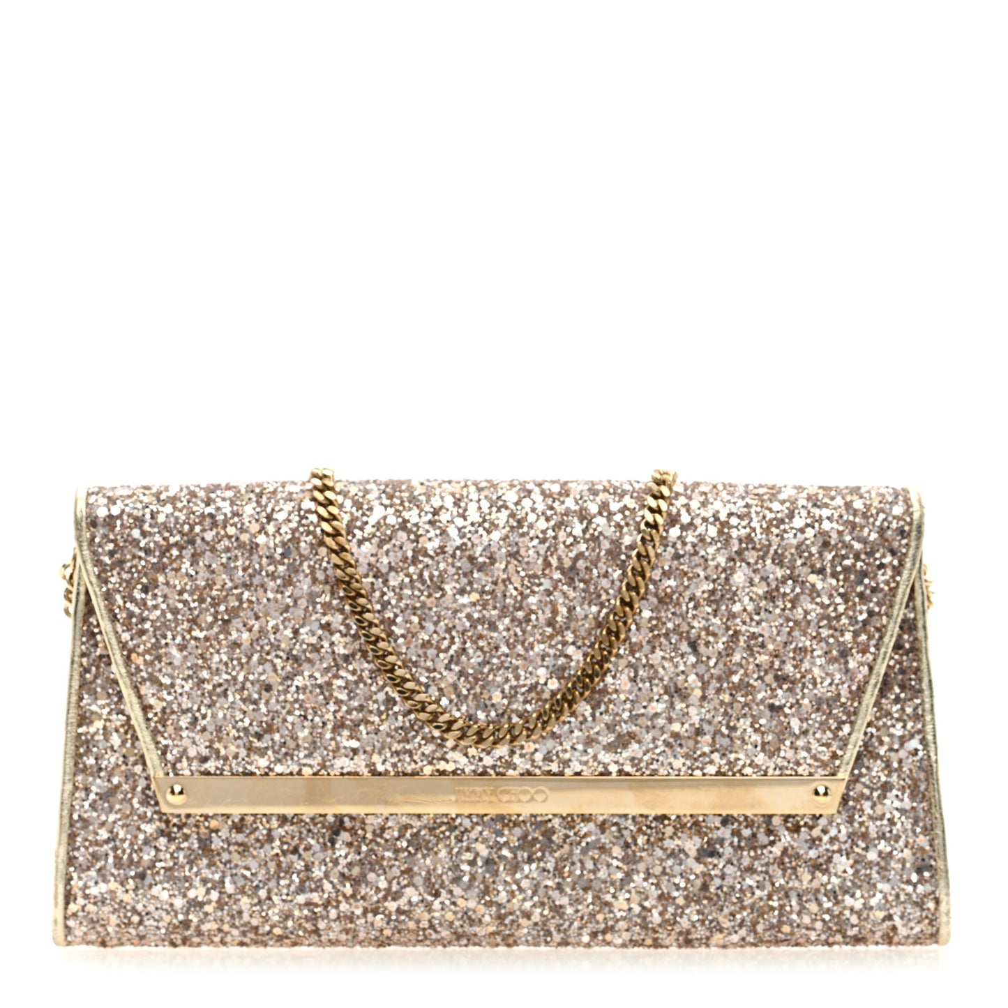 Coarse Glitter Margot Clutch Nude
