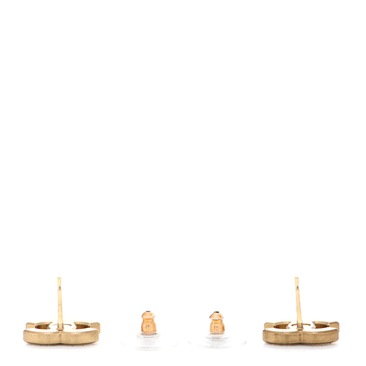 Matte Metal Crystal CC Earrings Gold