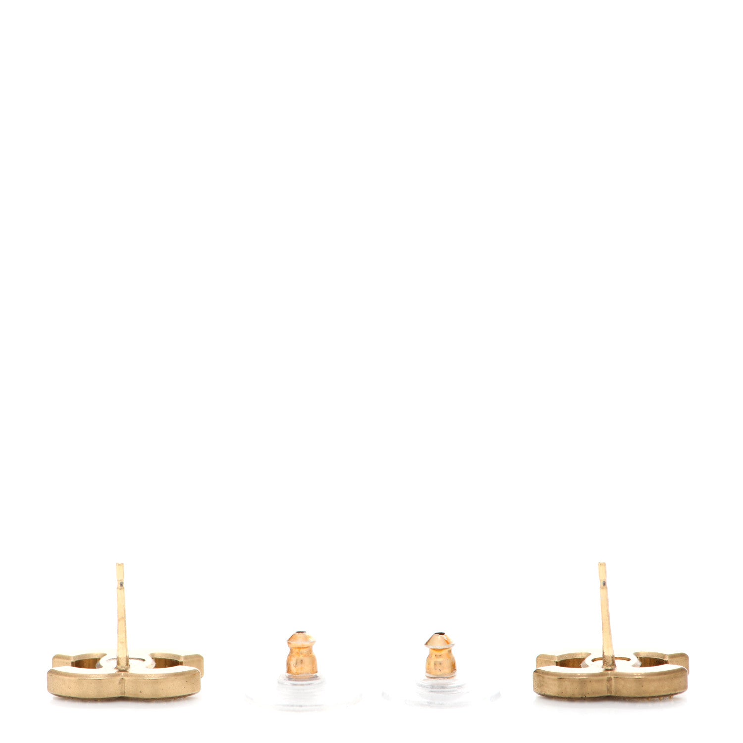 Chanel Matte Metal Crystal CC Earrings Gold 3 of 5