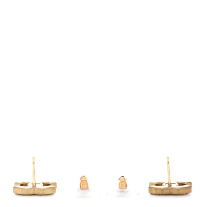Chanel Matte Metal Crystal CC Earrings Gold 3 of 5