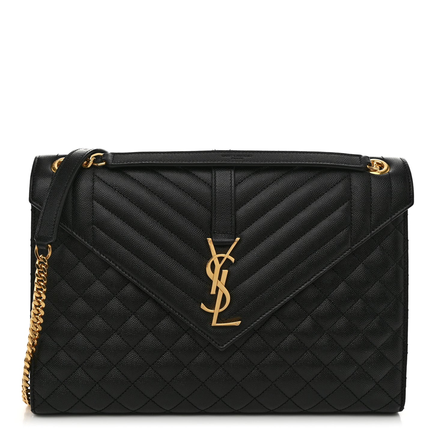 Grain De Poudre Textured Mixed Matelasse Large Triquilt Monogram Satchel Black