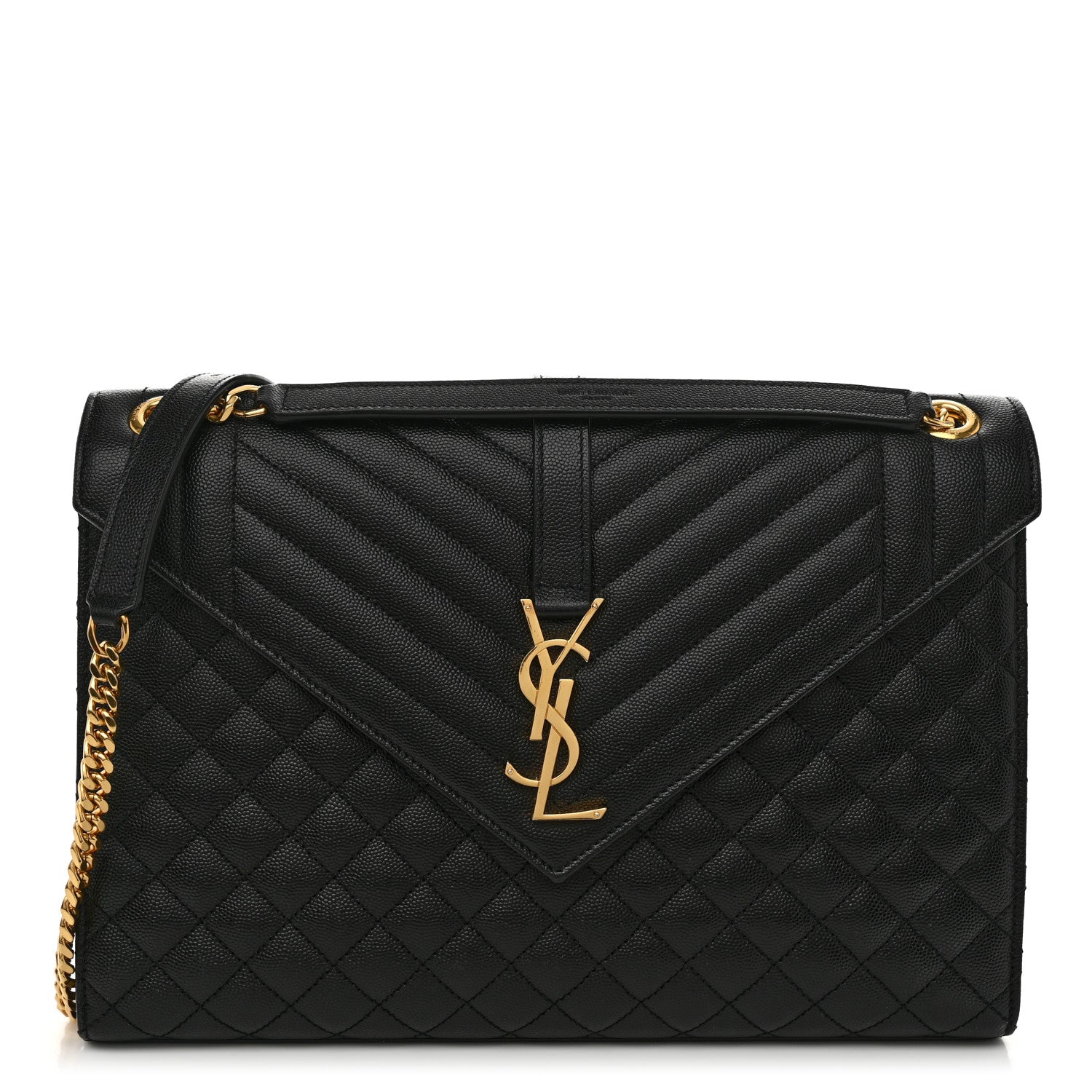 Saint Laurent Grain De Poudre Textured Mixed Matelasse Large Triquilt Monogram Satchel Black 1 of 10