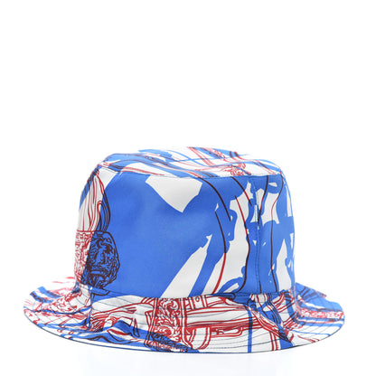 Hermes Silk Brides De Gala en Desordre Reverso Bucket Hat 58 Bleu Dur 3 of 5