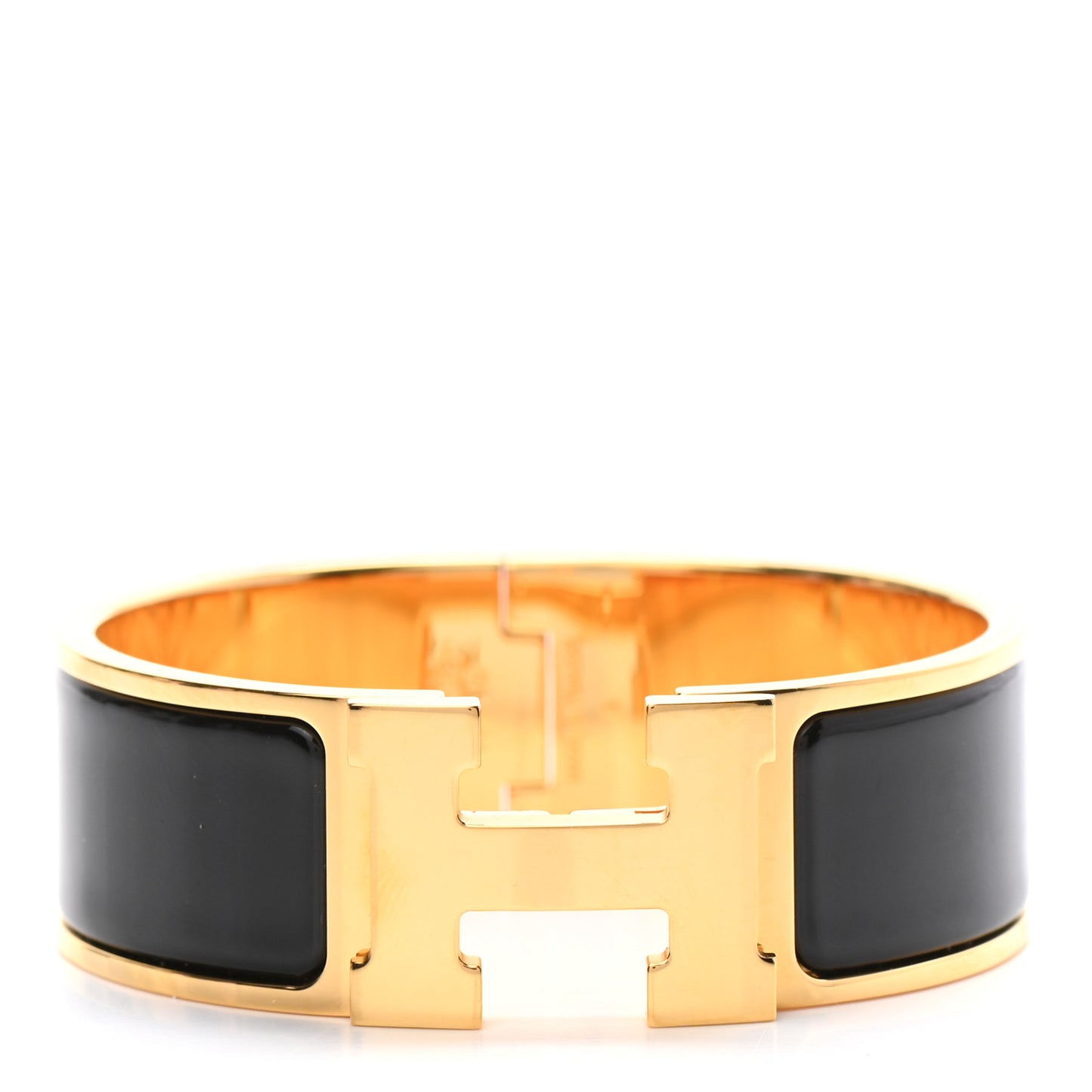 Enamel Wide Clic Clac H Bracelet GM Black