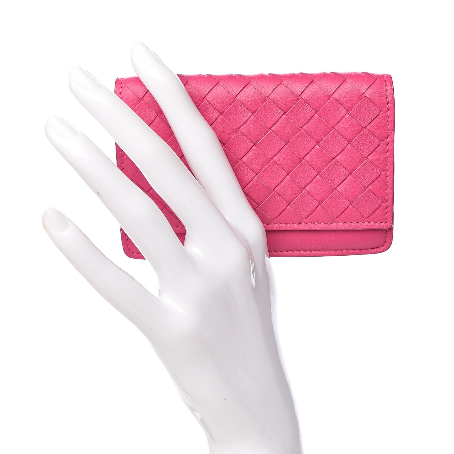 Nappa Intrecciato Card Holder Rosa Shock