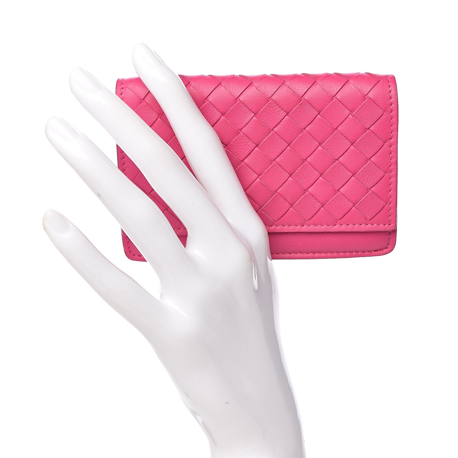 Bottega Veneta Nappa Intrecciato Card Holder Rosa Shock 2 of 7