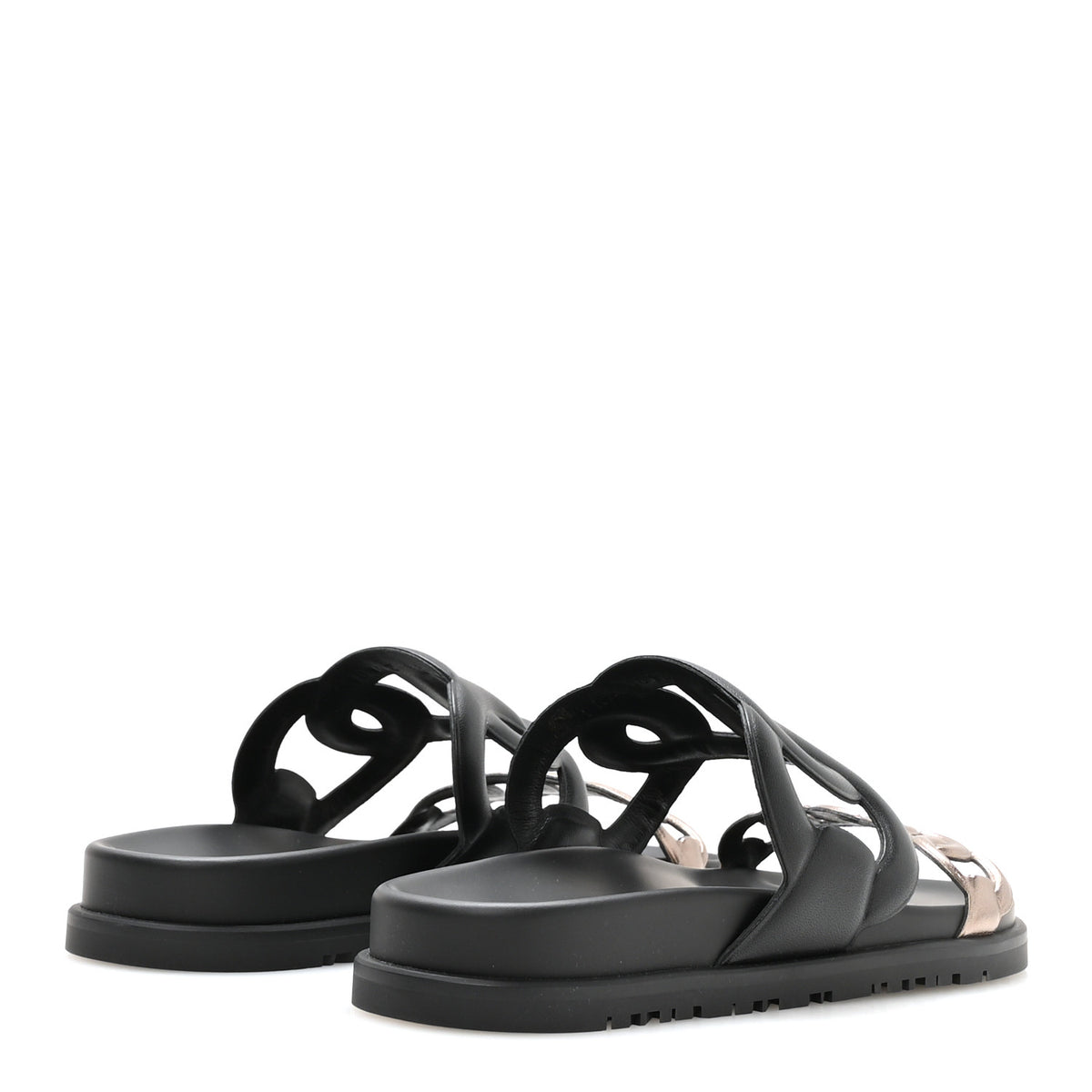 Hermes Metallic Nappa Womens Extra Sandals 36 Black Mordore 5 of 9