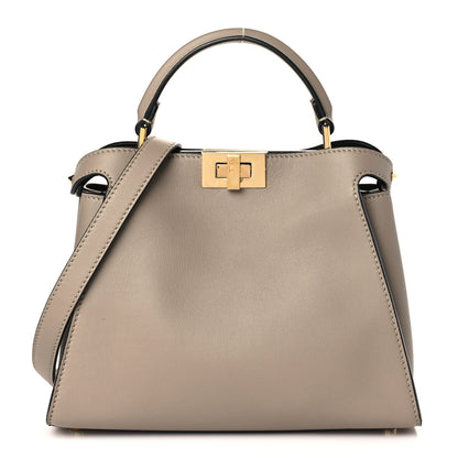 Fendi Vitello Tahiti Burro Medium Peekaboo Iconic Essentially Satchel Tortora Black 1 of 9