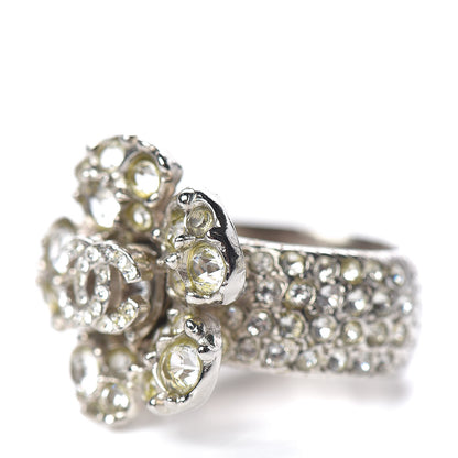 Chanel Swarovski Crystal Camellia Ring 6.5 Silver 3 of 7