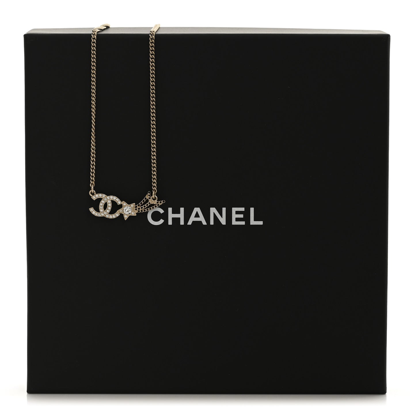 Crystal Starfall CC Pendant Necklace Gold