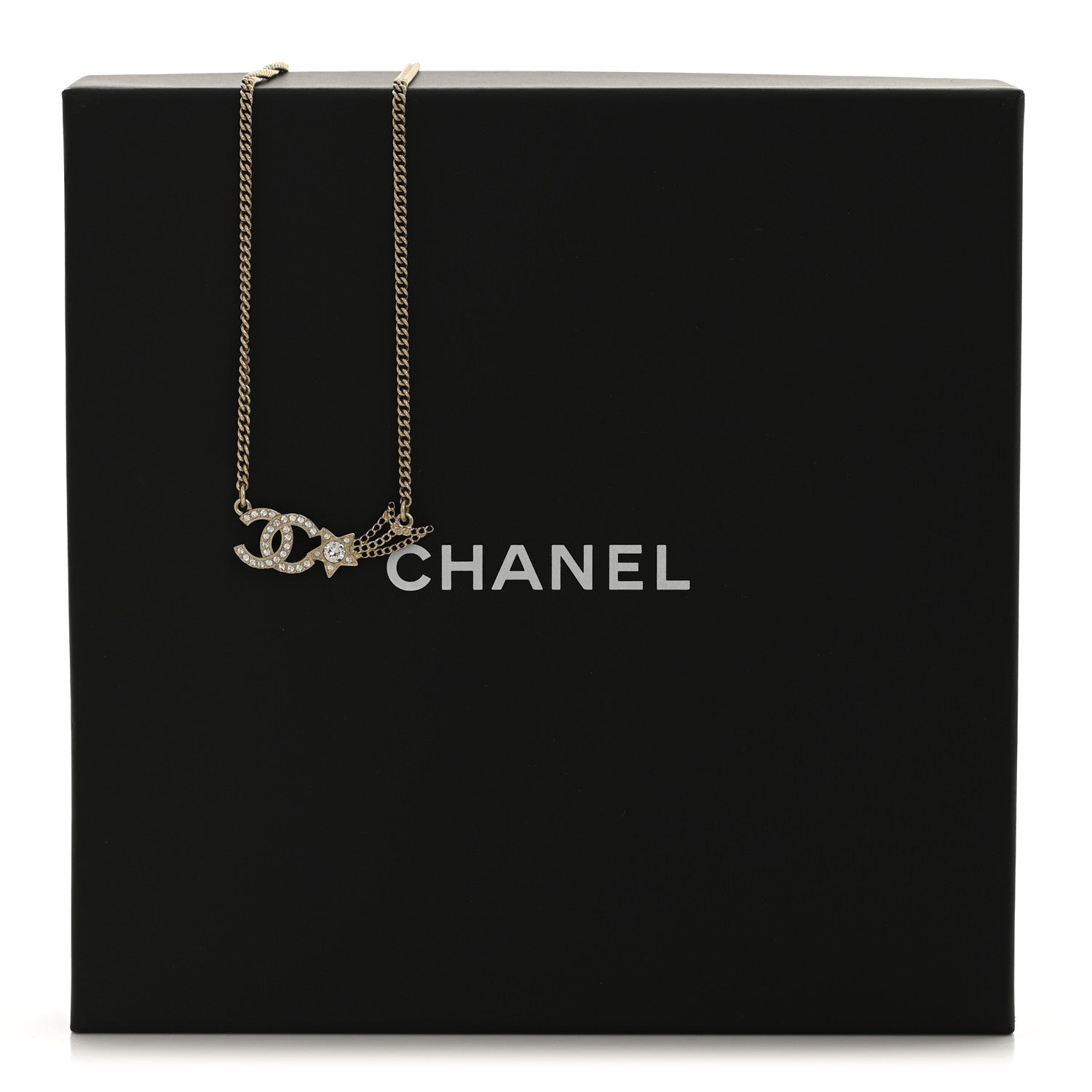 Chanel Crystal Starfall CC Pendant Necklace Gold 6 of 6