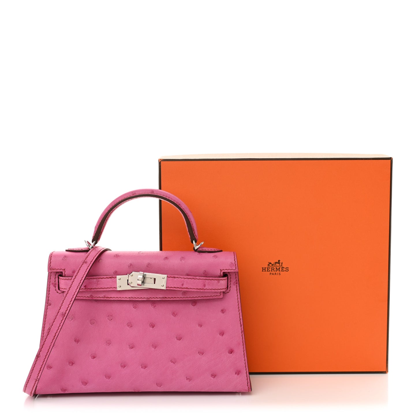 Ostrich Kelly Sellier Mini 20 Rose Pourpre