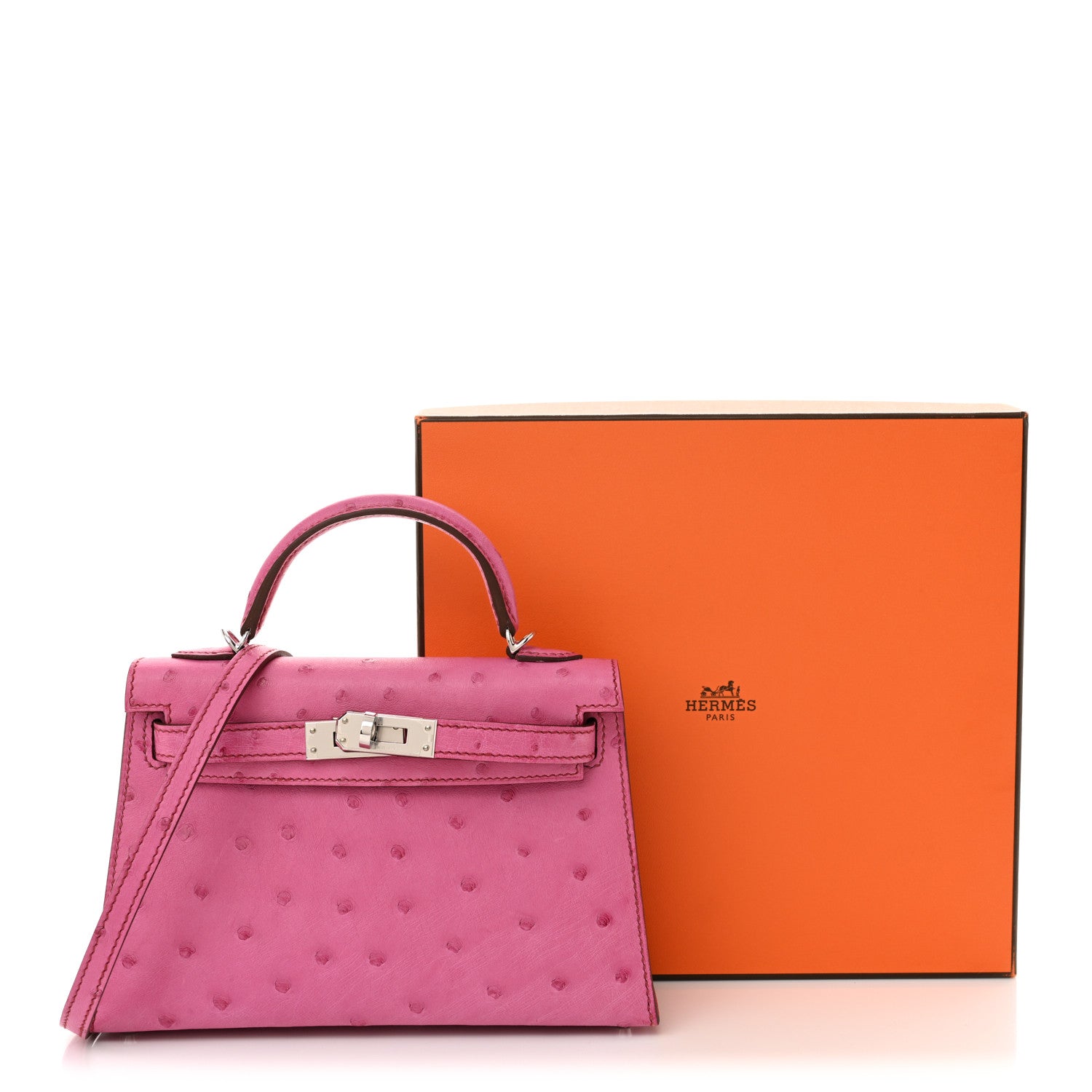 Hermes Ostrich Kelly Sellier Mini 20 Rose Pourpre 13 of 13