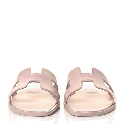Hermes Calfskin Oran Sandals 37.5 Rose Petale 2 of 9