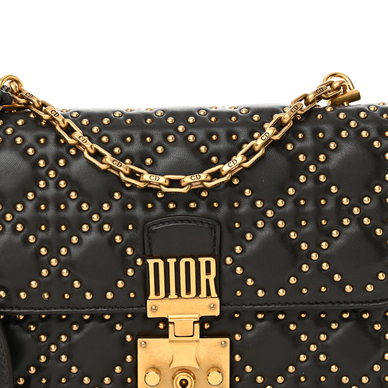Christian Dior Lambskin Cannage Studded Large Dioraddict Flap Bag Brown 8 of 12