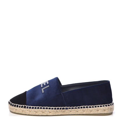 Chanel Velvet Logo Espadrilles 38 Navy Black 1 of 10