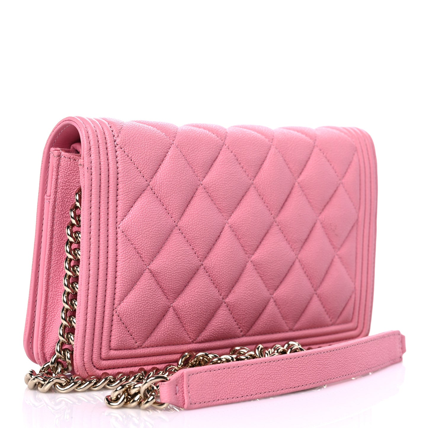 Caviar Quilted Boy Wallet On Chain WOC Pink