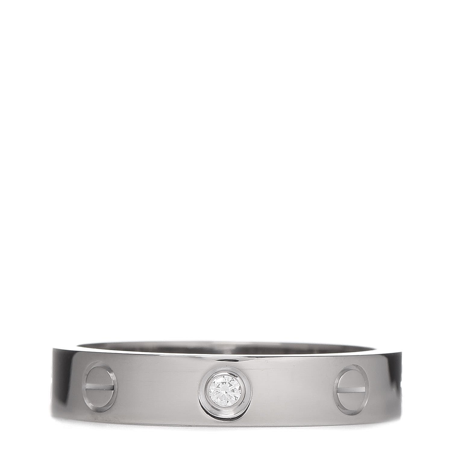 Cartier 18K White Gold Diamond 3.5mm LOVE Wedding Band Ring 55 7.25 1 of 5
