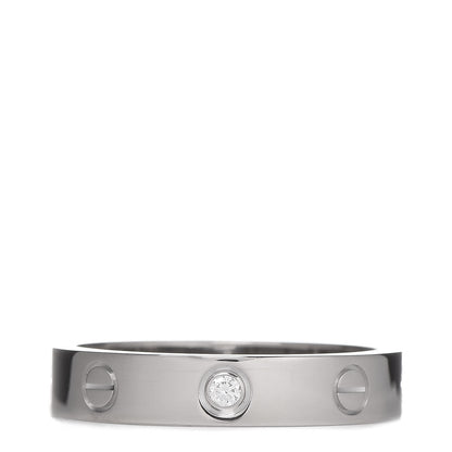 Cartier 18K White Gold Diamond 3.5mm LOVE Wedding Band Ring 55 7.25 1 of 5