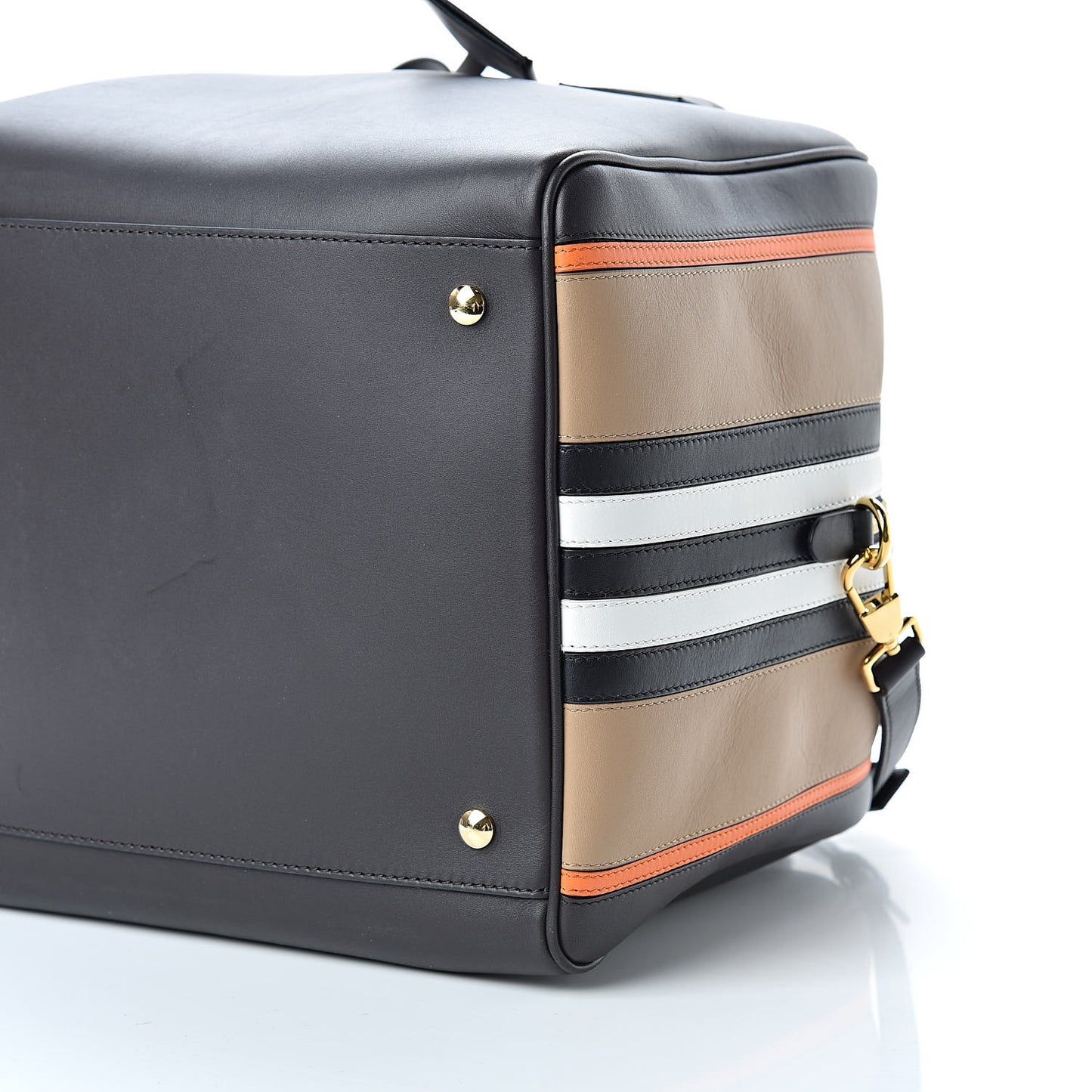 Smooth Calfskin Stripe Intarsia Bag Black