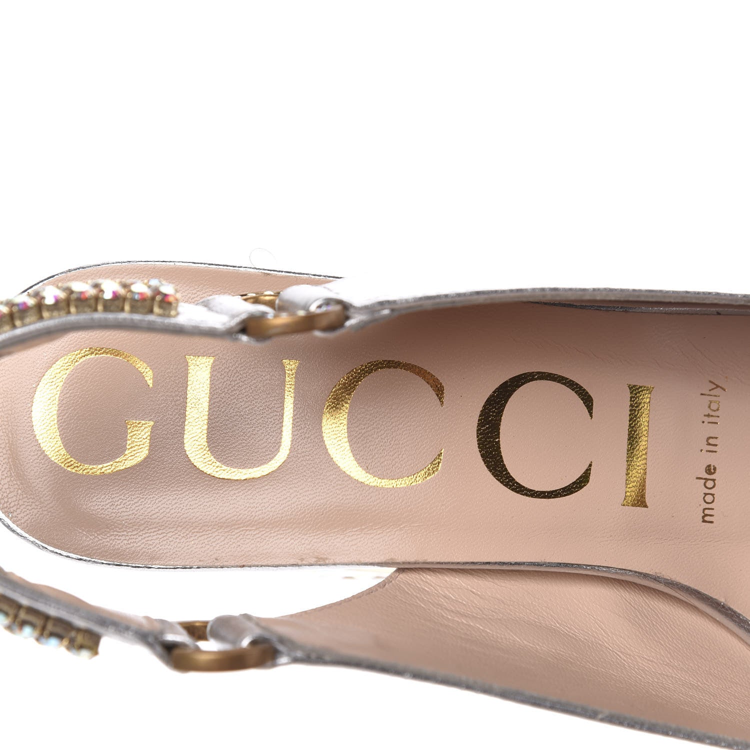 Gucci Metallic Nappa Crystal Square G Madelyn Slingbacks 36 Silver 7 of 9