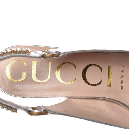 Gucci Metallic Nappa Crystal Square G Madelyn Slingbacks 36 Silver 7 of 9