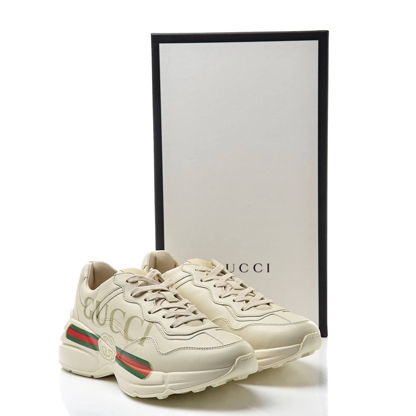 Calfskin Logo Womens Rhyton Sneakers 37.5 Ivory