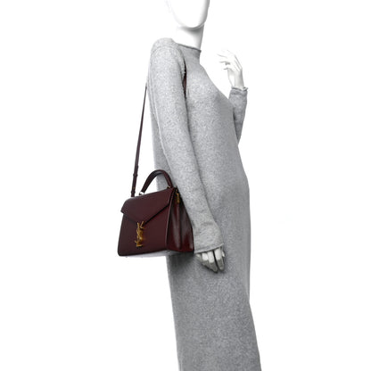 Saint Laurent Grain de Poudre Medium Classic Monogram Cassandra Top Handle Rouge Legion 2 of 12