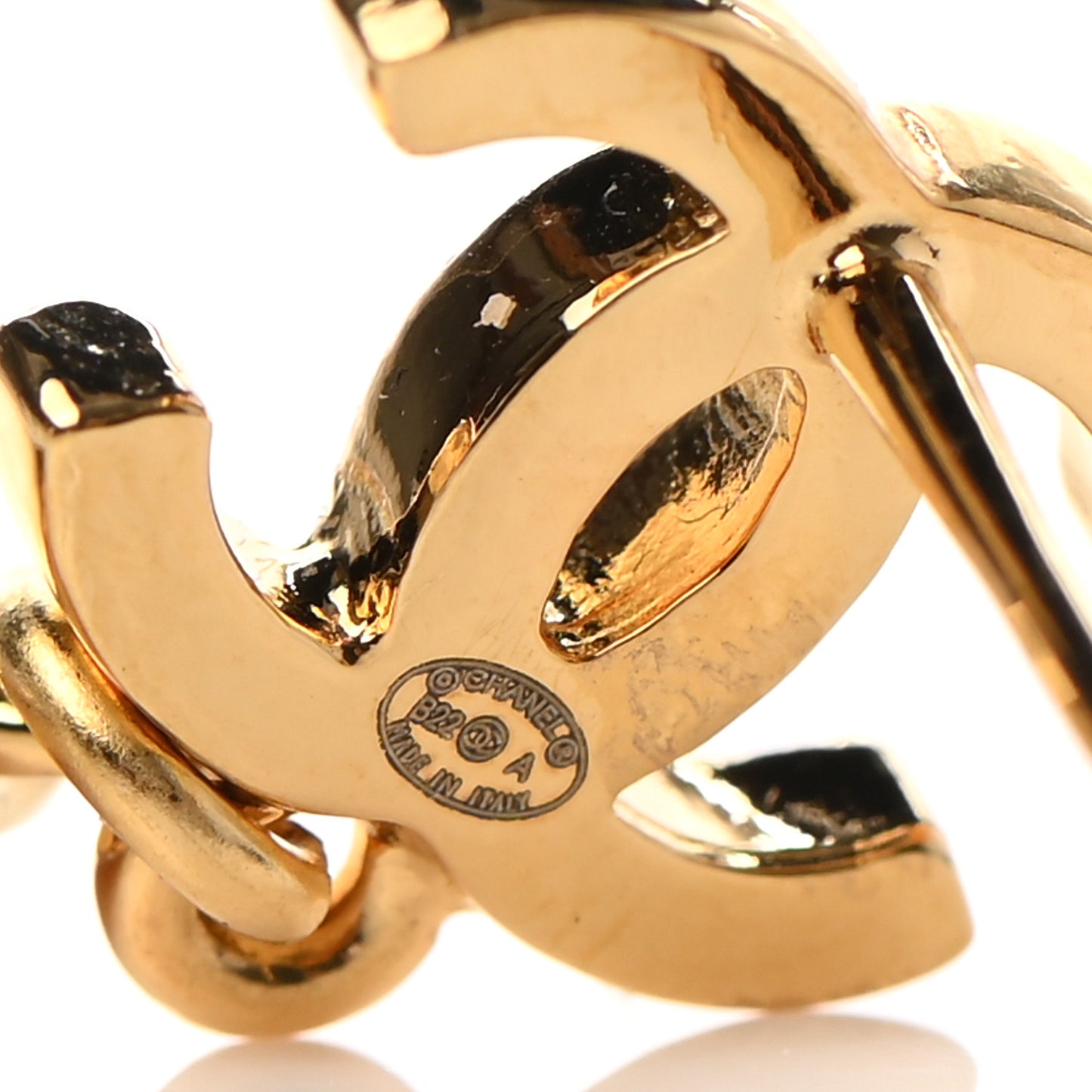 Metal CC Rue Cambon Drop Earrings Gold