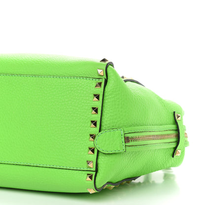 Valentino Garavani Pebbled Calfskin Small Rockstud Double Handle Tote Green Fluo 8 of 10