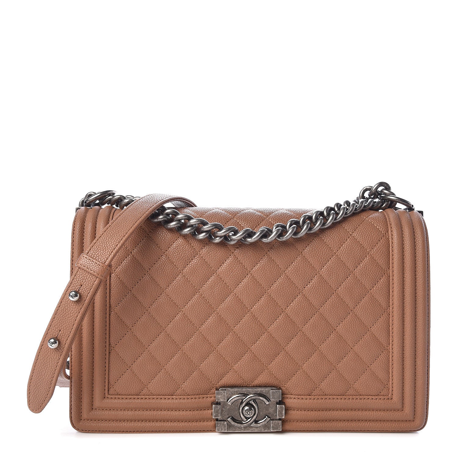 Chanel Caviar Quilted New Medium Boy Flap Dark Beige 1 of 10
