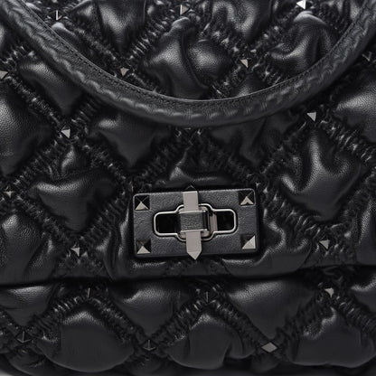 Valentino Garavani Nappa Medium Spikeme Shoulder Bag Black 9 of 9