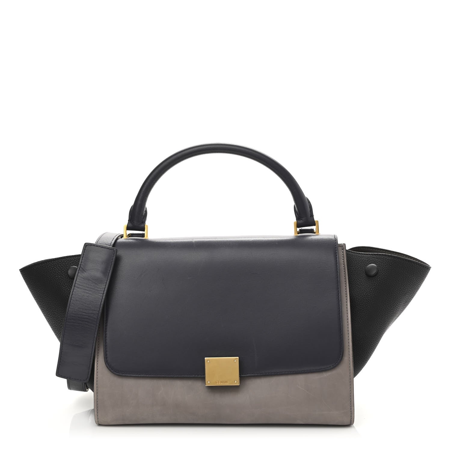 Celine Smooth Calfskin Small Trapeze Dark Blue 1 of 12
