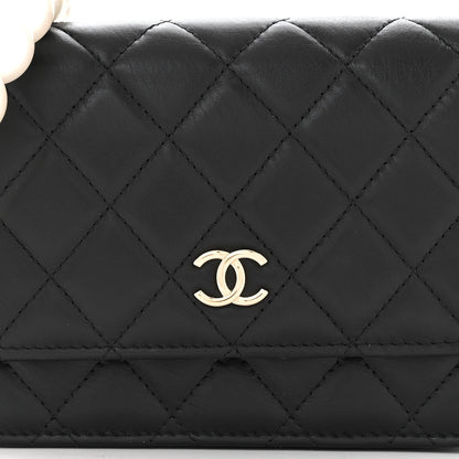 Chanel Calfskin Quilted Mini Maxi Pearls Wallet On Chain WOC Black 9 of 13