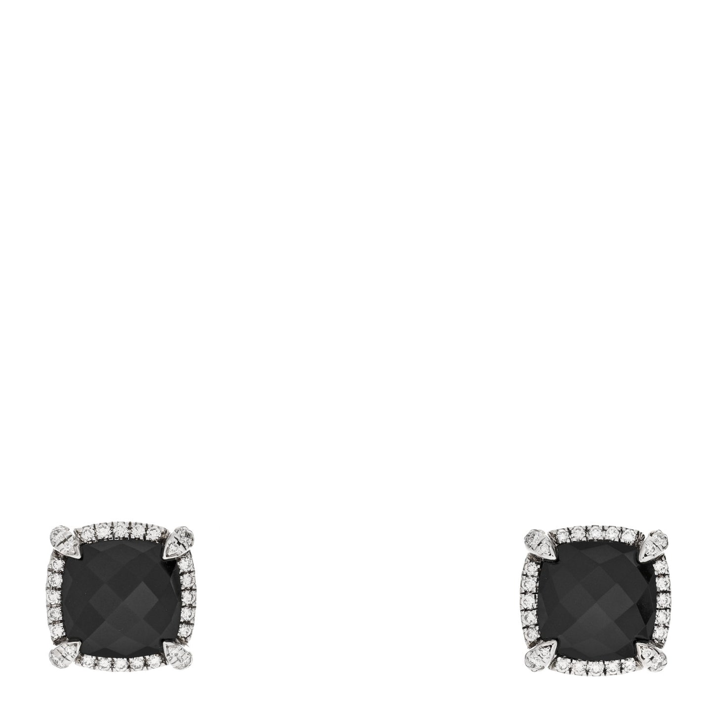 Sterling Silver Diamond Black Onyx 9mm Chatelaine Bezel Earrings