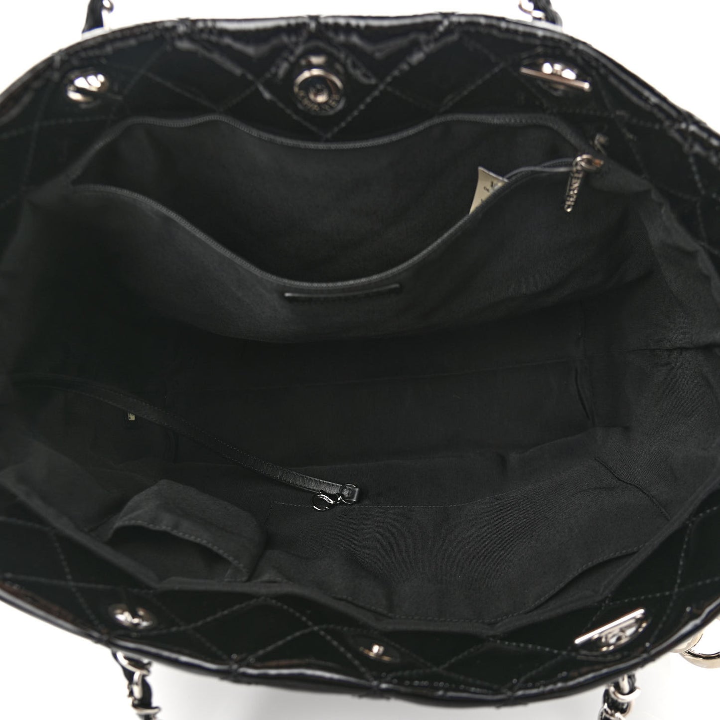 Patent Quilted Large Chic and Glitter Tote Black