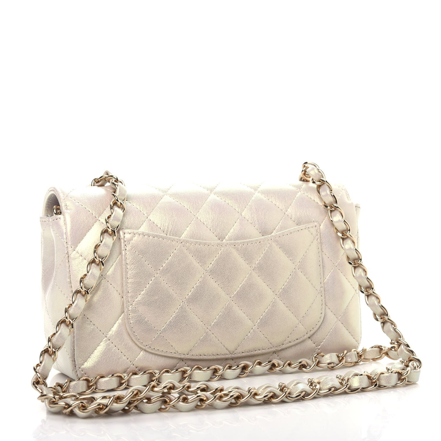 Chanel Iridescent Lambskin Quilted Mini Rectangular Flap Ivory 3 of 11