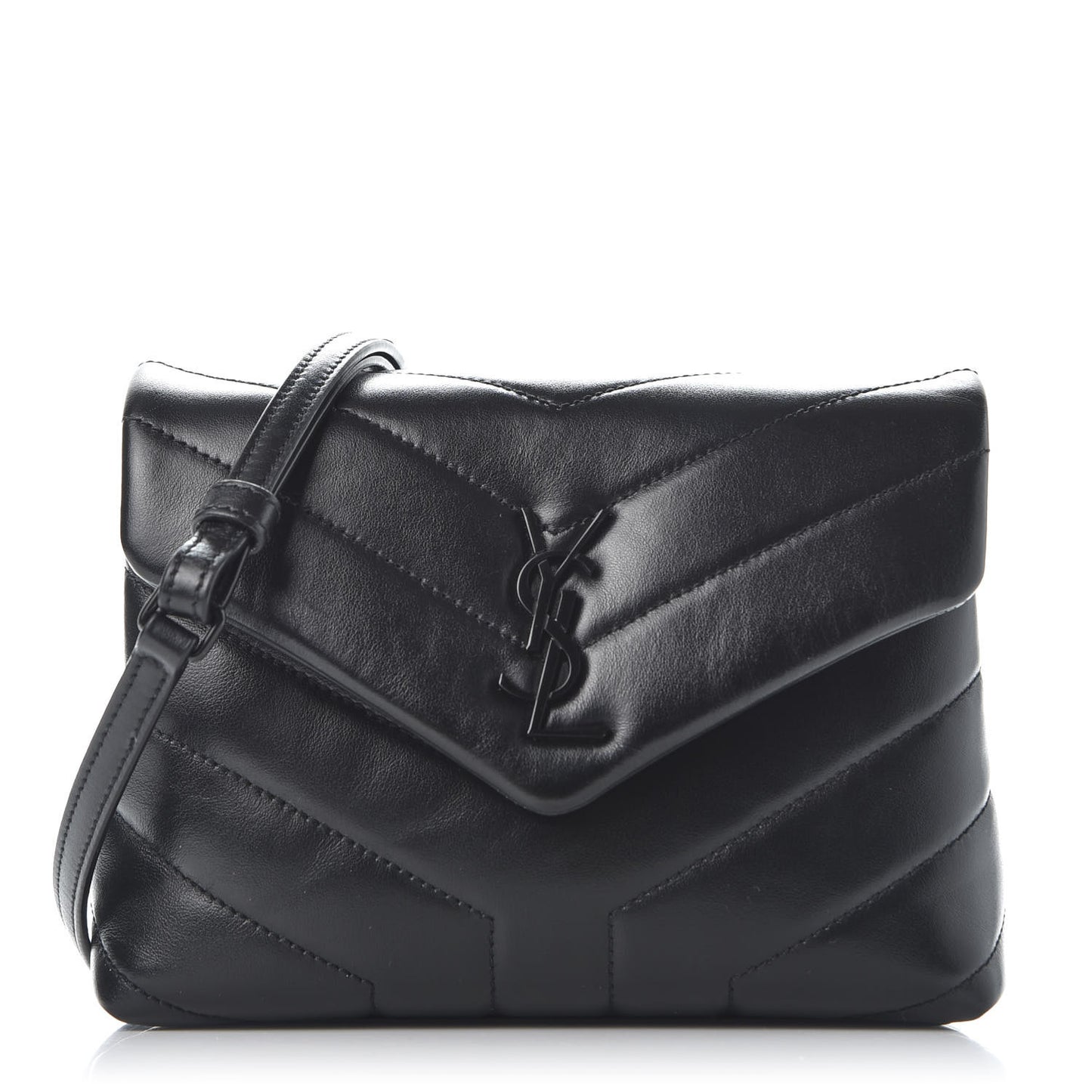 Calfskin Y Quilted Monogram Toy Loulou Crossbody Bag Black