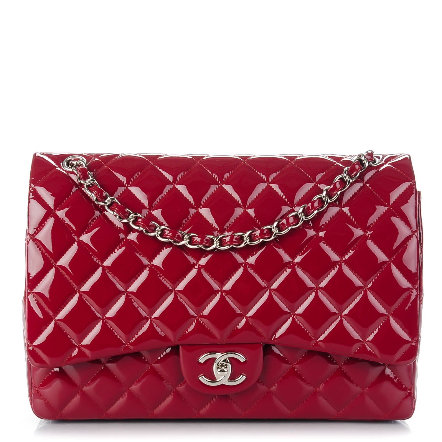 Chanel Patent Quilted Maxi Double Flap Red 1 of 10