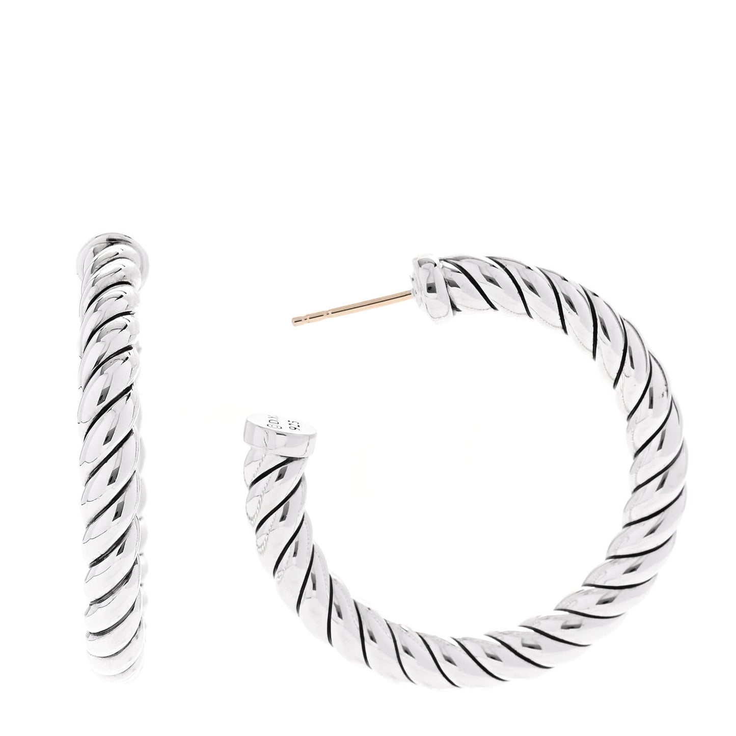Sterling Silver Sculpted Cable Hoop Earrings
