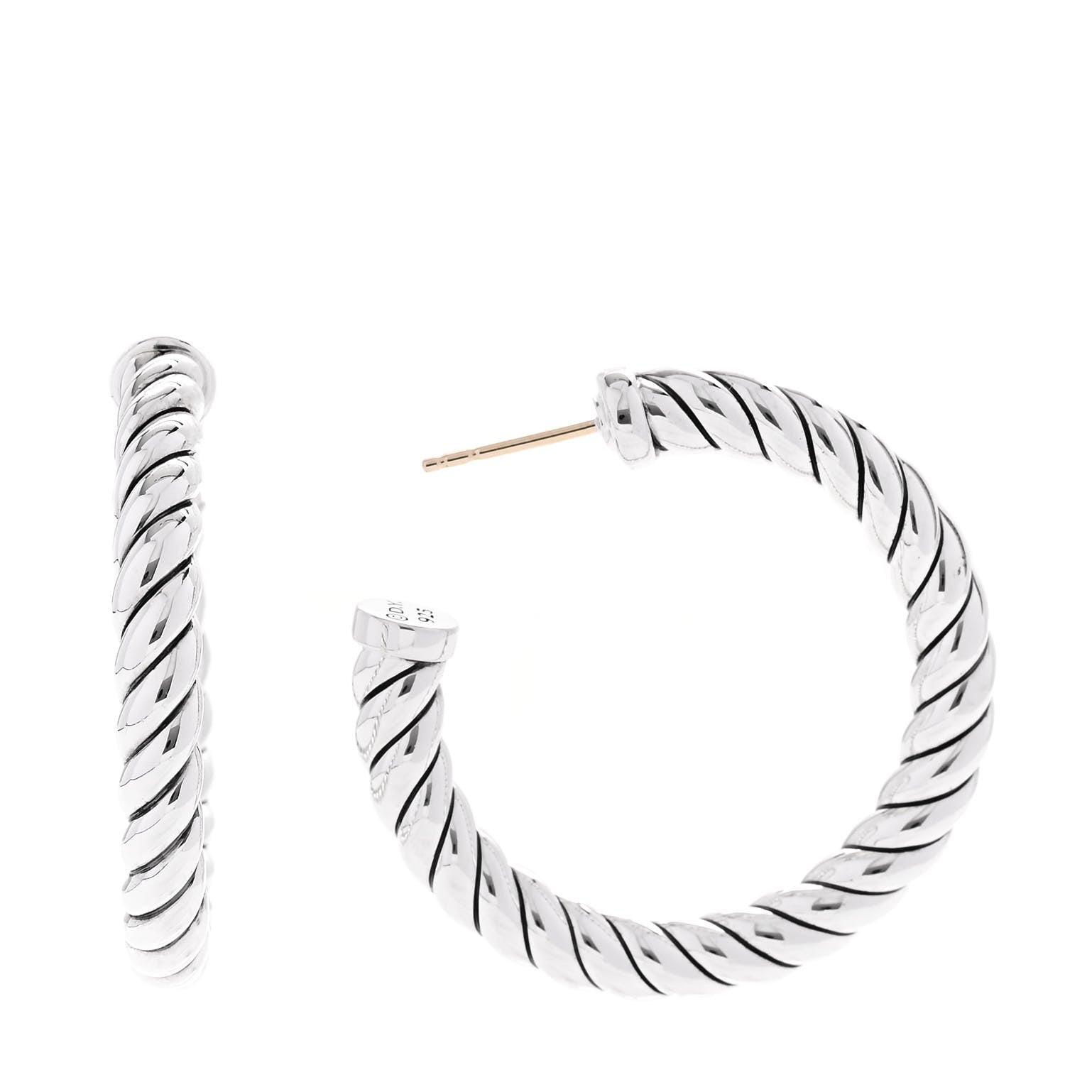 David Yurman Sterling Silver Sculpted Cable Hoop Earrings 1 of 4