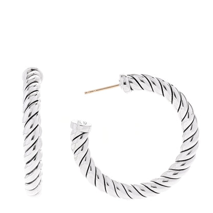 David Yurman Sterling Silver Sculpted Cable Hoop Earrings 1 of 4