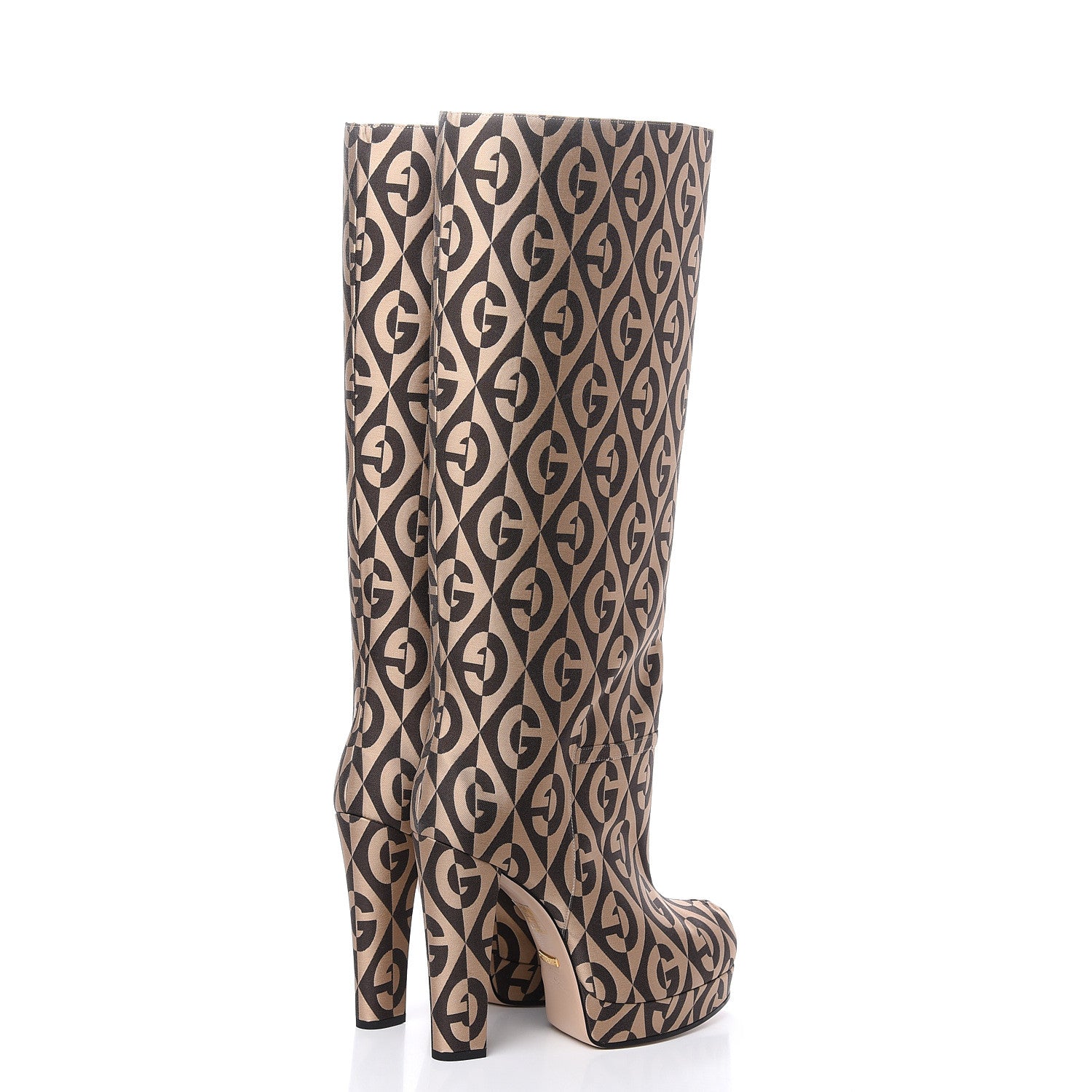 Gucci Fabric G Rhombus Print Platform Boots 40 Beige Cocoa 4 of 8