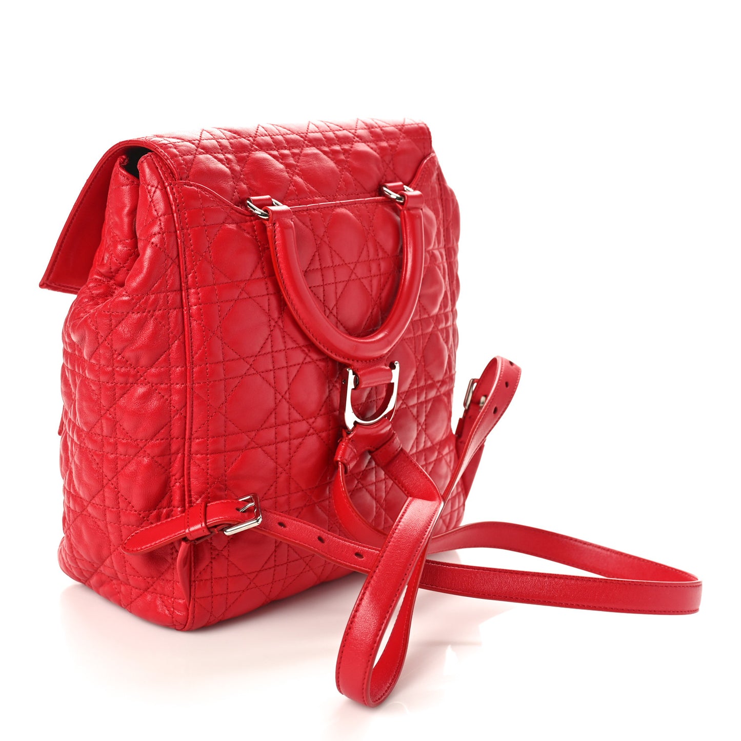CHRISTIAN DIOR Lambskin Cannage Large Stardust Backpack Red