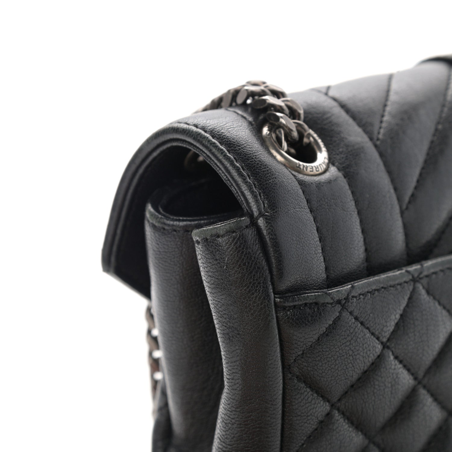 Saint Laurent Sheepskin Tri-Quilt Monogram Medium College Bag Black 16 of 17