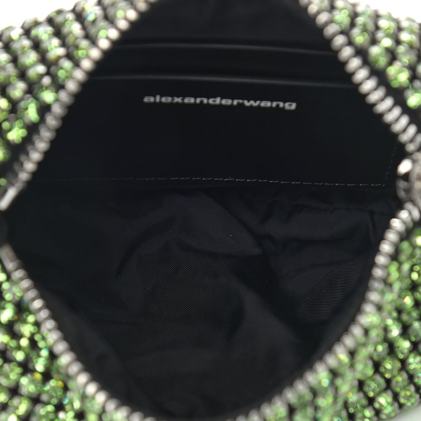Mesh Crystal Rhinestone Mini Heiress Pouch Green