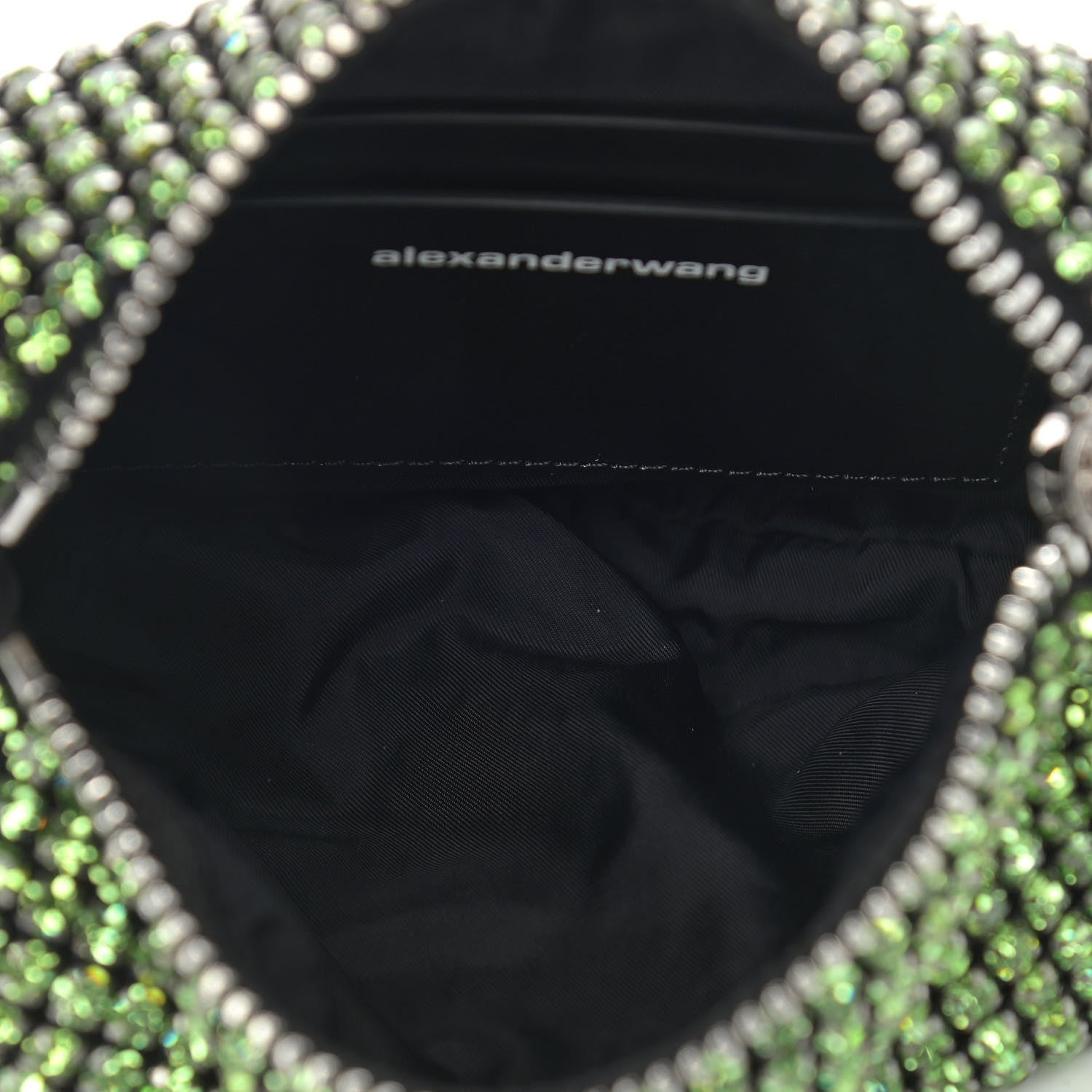 Alexander Wang Mesh Crystal Rhinestone Mini Heiress Pouch Green 5 of 10